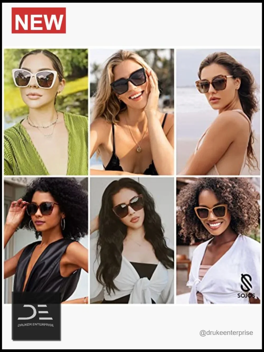 Polarized Cat Eye Sunglasses UV400 Protection Oversized Square